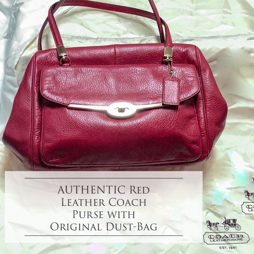 💯% Authentic COACH Red Leather Handbag